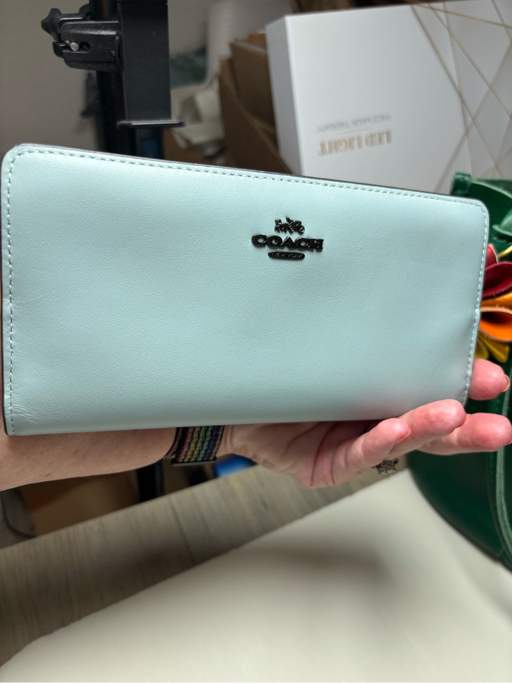 Coach Aqua Blue Slim Leather Wallet